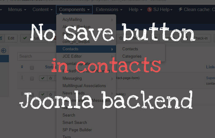 No save button in contact Joomla backend !