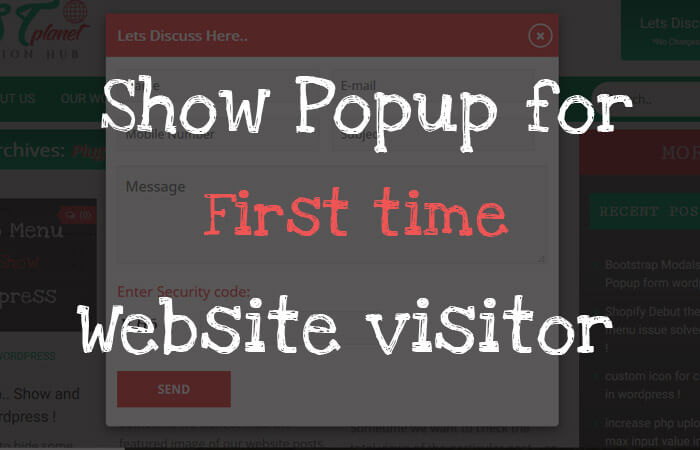 Show popup once for new website page visitors !