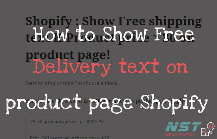 Shopify : Show Free shipping text If Product price > 30 on product page!