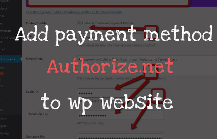 add payment method authorize to woocommerce