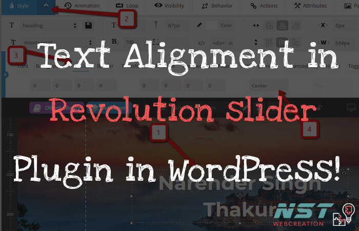 How to align text to center in Revolution slider plugin ?