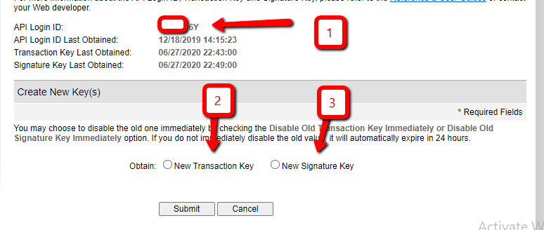 signature and transaction key