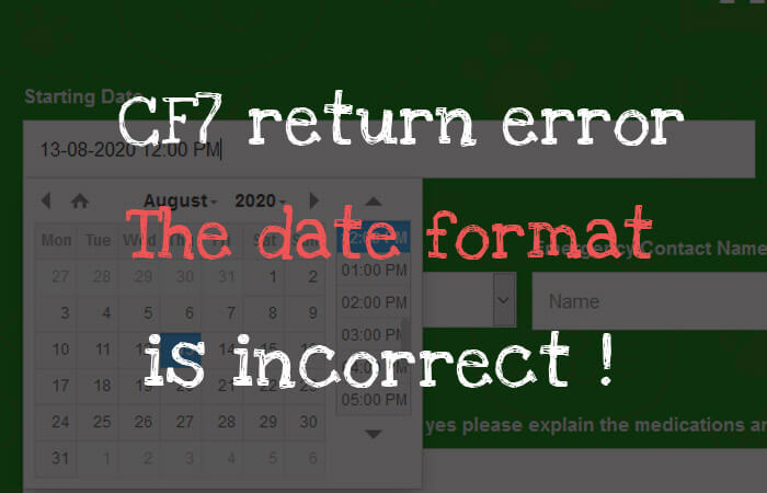 CF7 Submit form return error ‘The date format is incorrect’