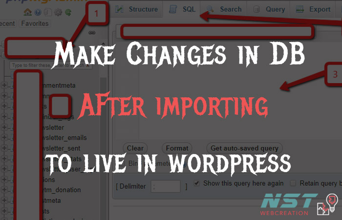 make chagnes in database after inmport to live wordpress