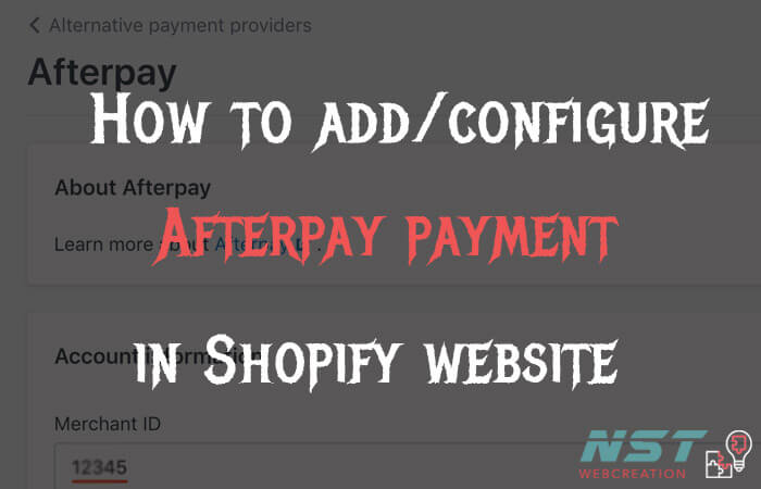 afthow to add afterpay payment gateway to shopify store