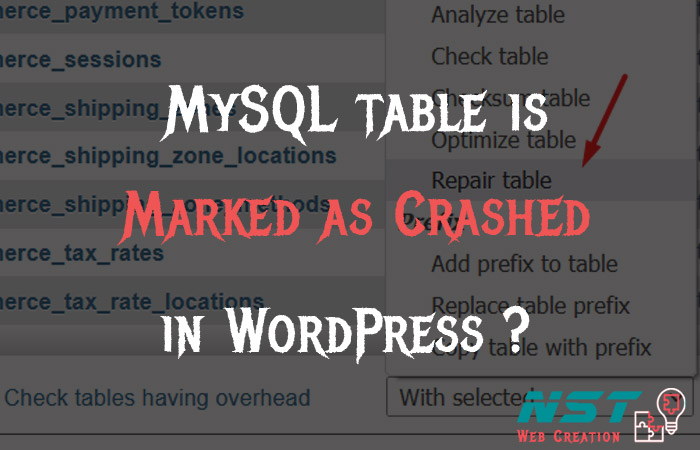 MySQL showing table is marked as crashed – WordPress Database!
